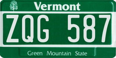 VT license plate ZQG587