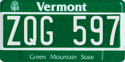 VT license plate ZQG597