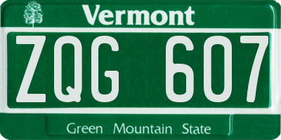 VT license plate ZQG607