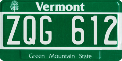 VT license plate ZQG612