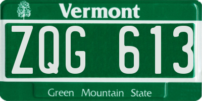 VT license plate ZQG613