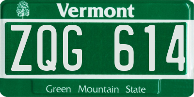 VT license plate ZQG614