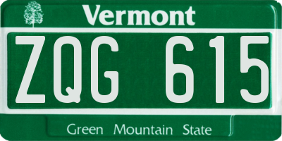 VT license plate ZQG615