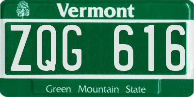 VT license plate ZQG616