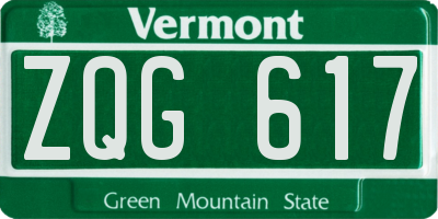 VT license plate ZQG617
