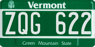 VT license plate ZQG622