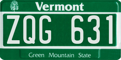 VT license plate ZQG631