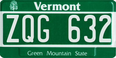 VT license plate ZQG632