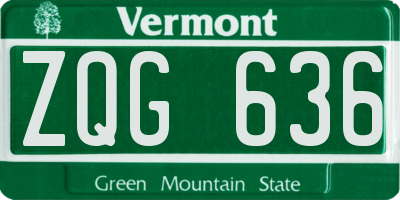 VT license plate ZQG636