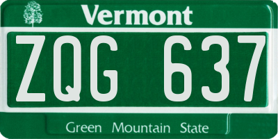 VT license plate ZQG637