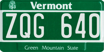 VT license plate ZQG640