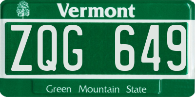 VT license plate ZQG649