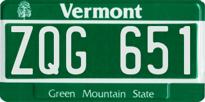 VT license plate ZQG651
