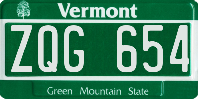VT license plate ZQG654