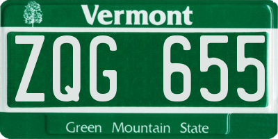 VT license plate ZQG655