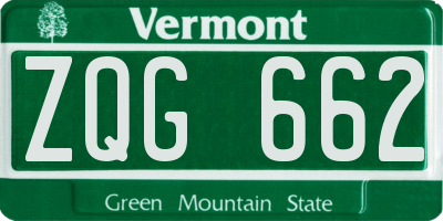 VT license plate ZQG662