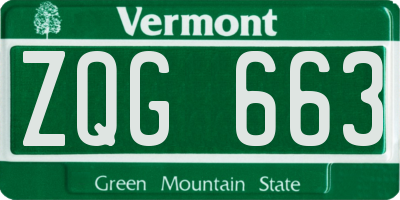 VT license plate ZQG663