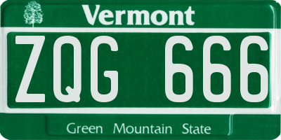 VT license plate ZQG666
