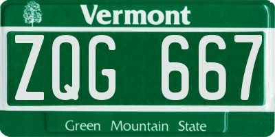 VT license plate ZQG667