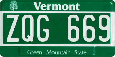 VT license plate ZQG669
