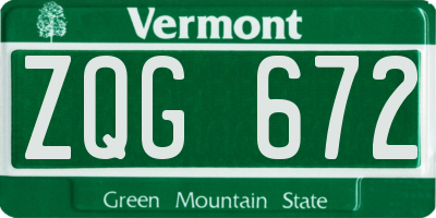 VT license plate ZQG672