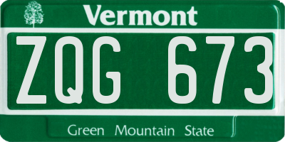 VT license plate ZQG673