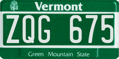VT license plate ZQG675