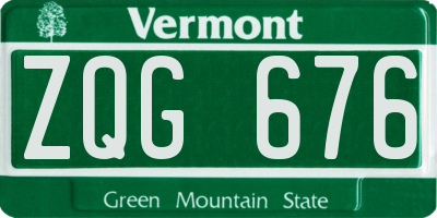 VT license plate ZQG676
