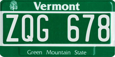 VT license plate ZQG678
