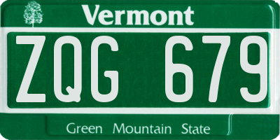 VT license plate ZQG679