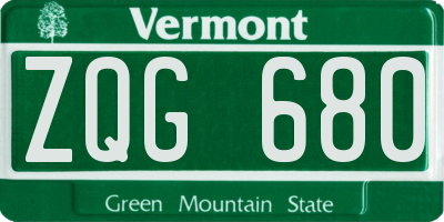 VT license plate ZQG680