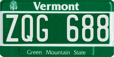 VT license plate ZQG688