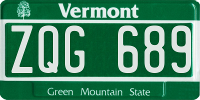 VT license plate ZQG689