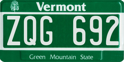 VT license plate ZQG692