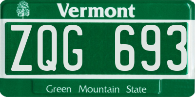 VT license plate ZQG693