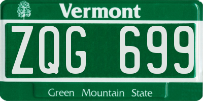 VT license plate ZQG699
