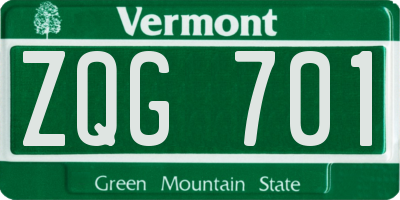 VT license plate ZQG701