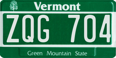 VT license plate ZQG704