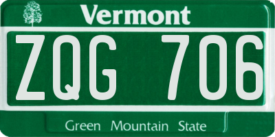 VT license plate ZQG706