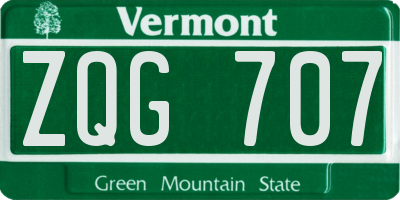 VT license plate ZQG707
