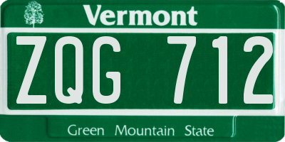 VT license plate ZQG712