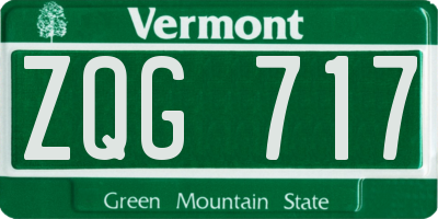 VT license plate ZQG717