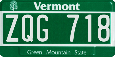 VT license plate ZQG718