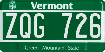 VT license plate ZQG726