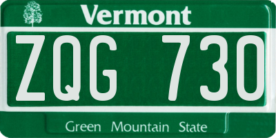 VT license plate ZQG730