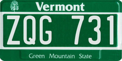 VT license plate ZQG731