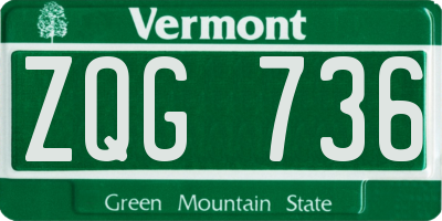 VT license plate ZQG736