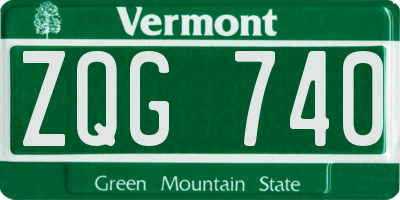VT license plate ZQG740