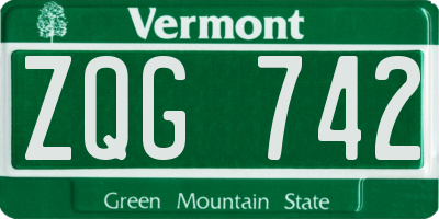 VT license plate ZQG742