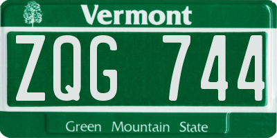 VT license plate ZQG744